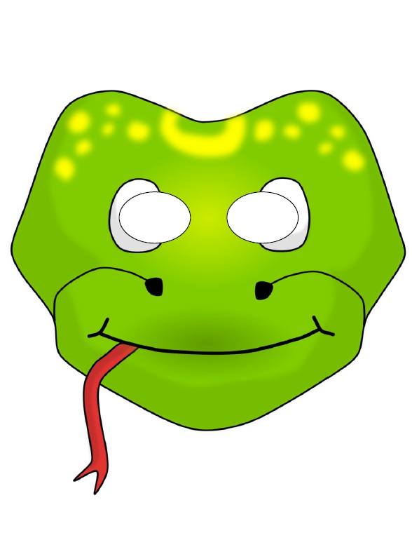 çocuklar için hazır kağıttan Yılan maskesi şablonu